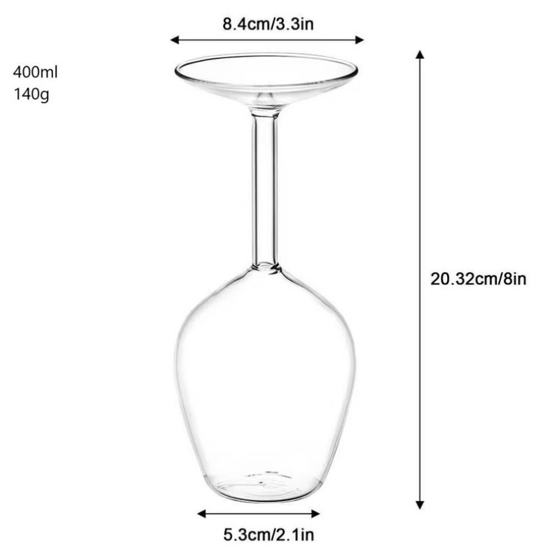 Inverted Wine Glass High Borosilicate Dishwasher Safe Stem Spout Design Upside Down Champagne - Image 1